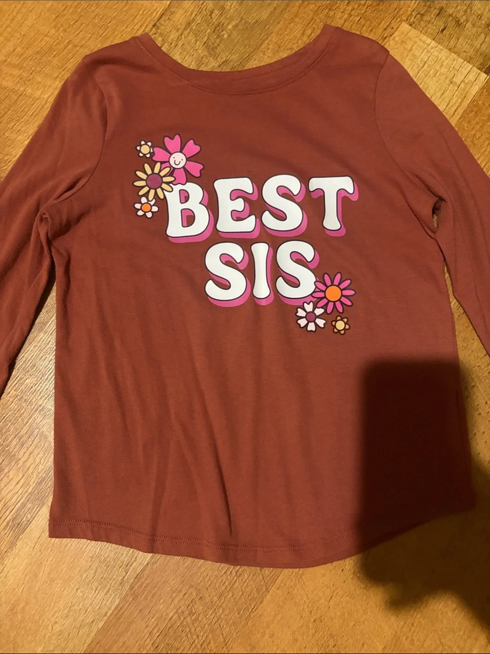 Cat & Jack Girls' Rust Long-Sleeve 'Best Sis' Graphic Tee